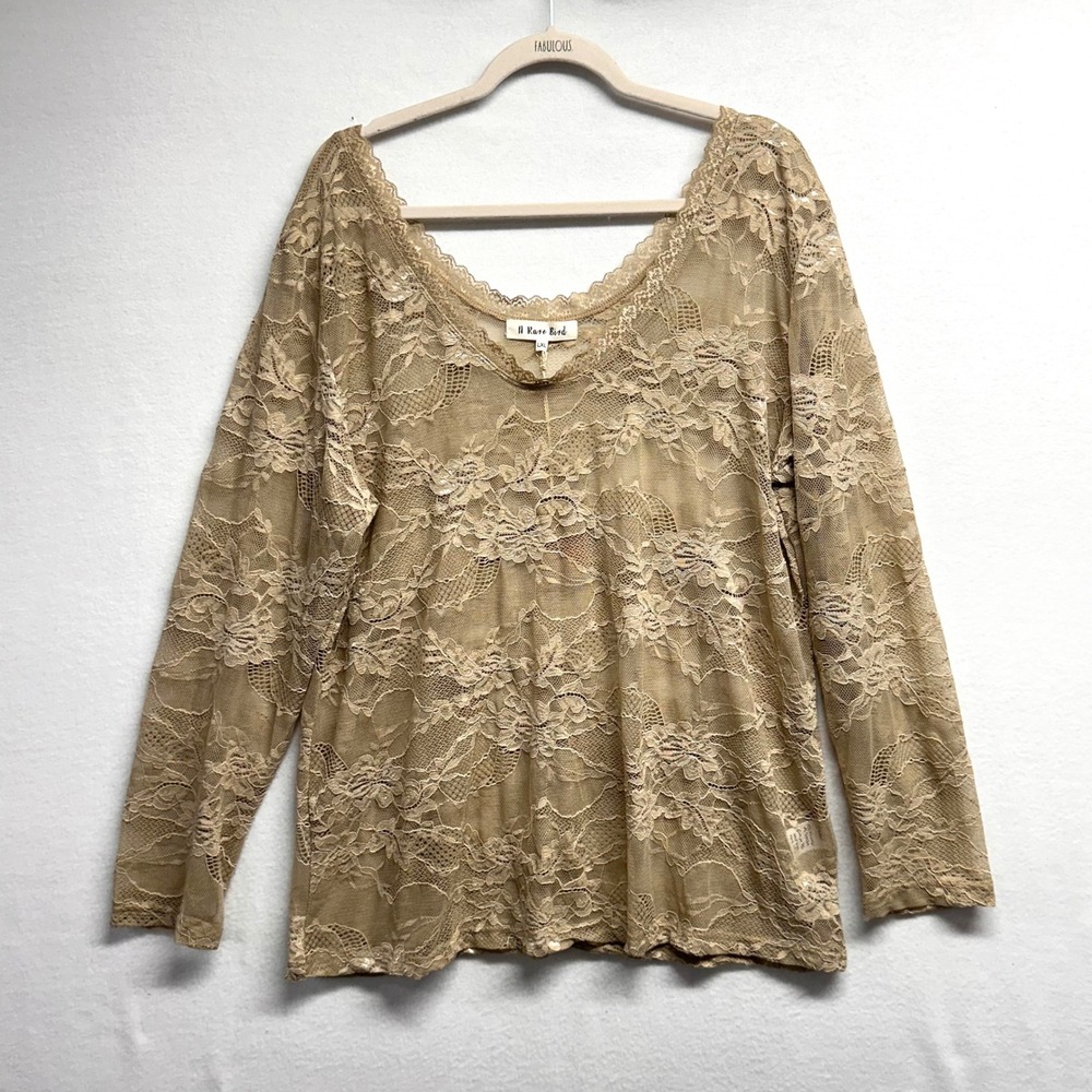 A Rare Bird Lace Layer Shirt L/XL Top Sheer Whimsical Floral Ethereal Handmade